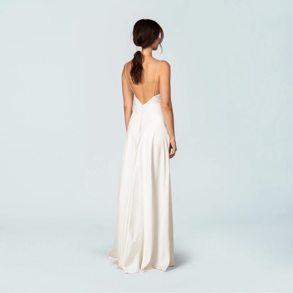 Fame & Partners Strappy Draped White Bridal Bridesmaid Dress - small / 4 - Picture 2 of 5